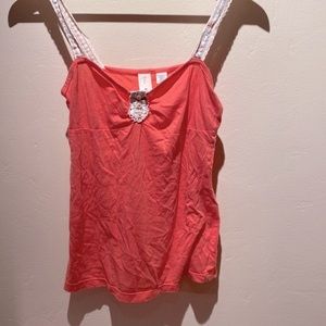 Sweet Eloise orange camisole with eyelet flowery straps